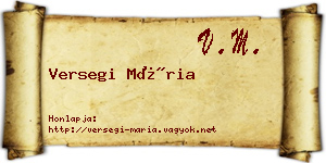 Versegi Mária névjegykártya